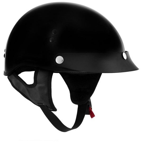 Hot Leathers HLT70  Stealth  Glossy Black Motorcycle DOT Skull Cap Classic Half Helmet For Discount - Image 4