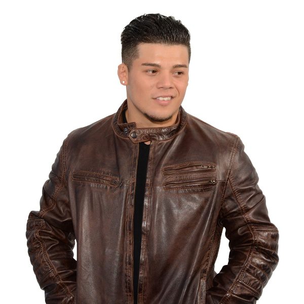 Milwaukee Leather SFM1805 Men s Brown Side Stitch Cafe Racer Lambskin Leather Jacket For Sale - Image 2