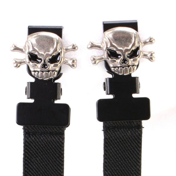 Milwaukee Leather MLA4009 Motorcycle Biker Skull and Bones Emblem Elastic Bungee Clips for Chaps or Pants (Set of 2) Supply