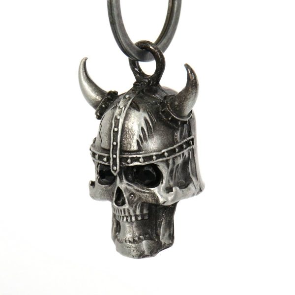 Milwaukee Leather MLB9052  Viking Skull Horns with Black Eyes  Motorcycle Good Luck Bell | Key Chain Accessory for Bikers Fashion